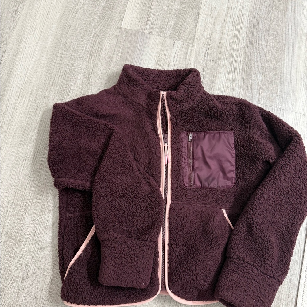 Athleta Plum Fleece Jacket with Pink Accents